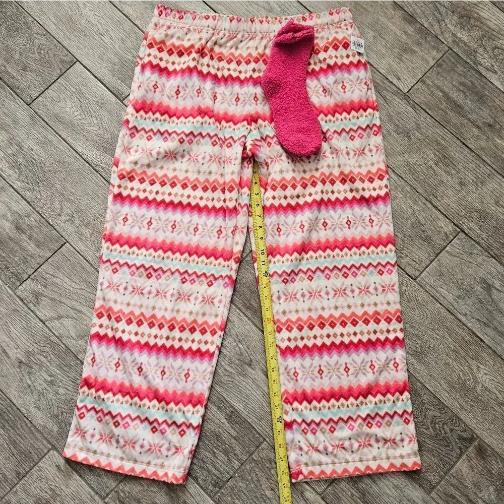 Sleep Chic Faire Isle Nordic Print Fleece PJ Pants and Socks Set Size XL